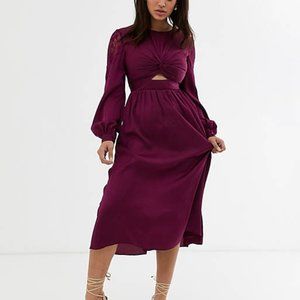Chic midi satin cocktail dress size Small